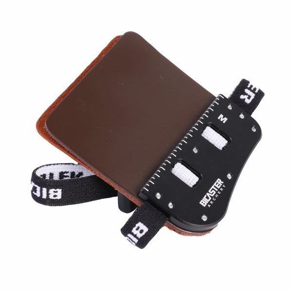 Protège-doigts Tir à L'arc BICASTER - Cuir Horween Cordovan + Laiton - Main Droite - Réglable