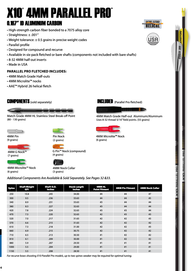 Easton X10 Parallel Pro 4mm Arrow (shafts)-Canada Archery Online