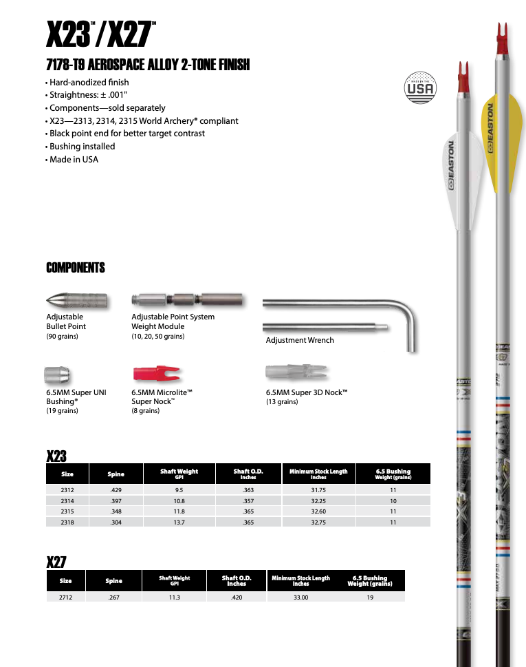 Easton X23 Arrow (shafts)-Canada Archery Online