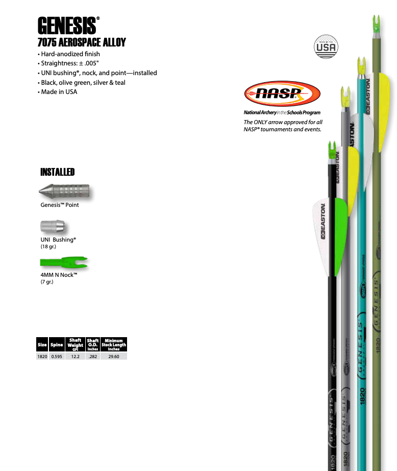 Easton XX75 Genesis Arrow (Ready to Shoot)-Canada Archery Online