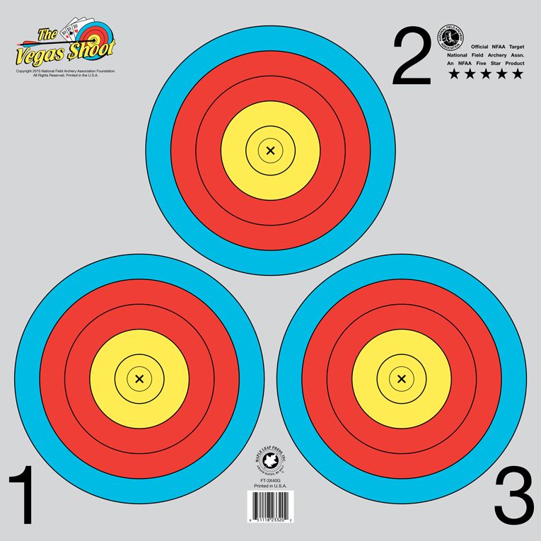 Maple Leaf Official "Dual Vegas" 40cm, 1-Spot & 3-Spot Target Face (TA-40/3x40G)-Canada Archery Online