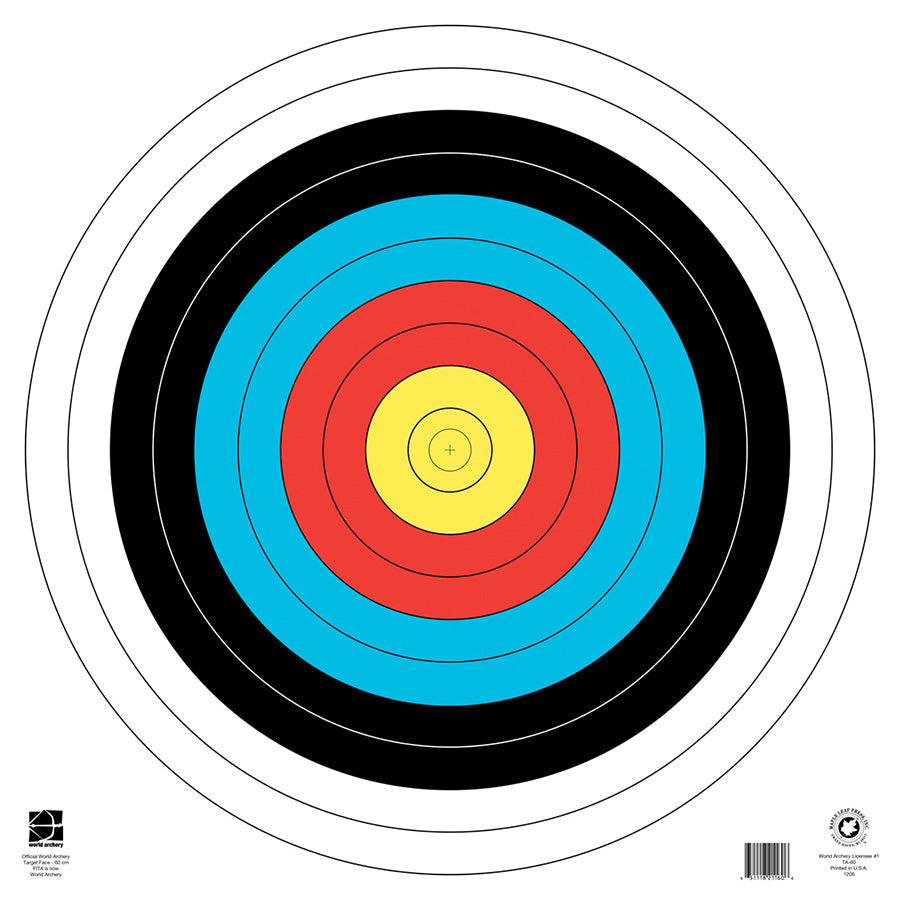 Maple Leaf Official World Archery 60cm, 10 Ring, Target Face (FT 60)-Canada Archery Online
