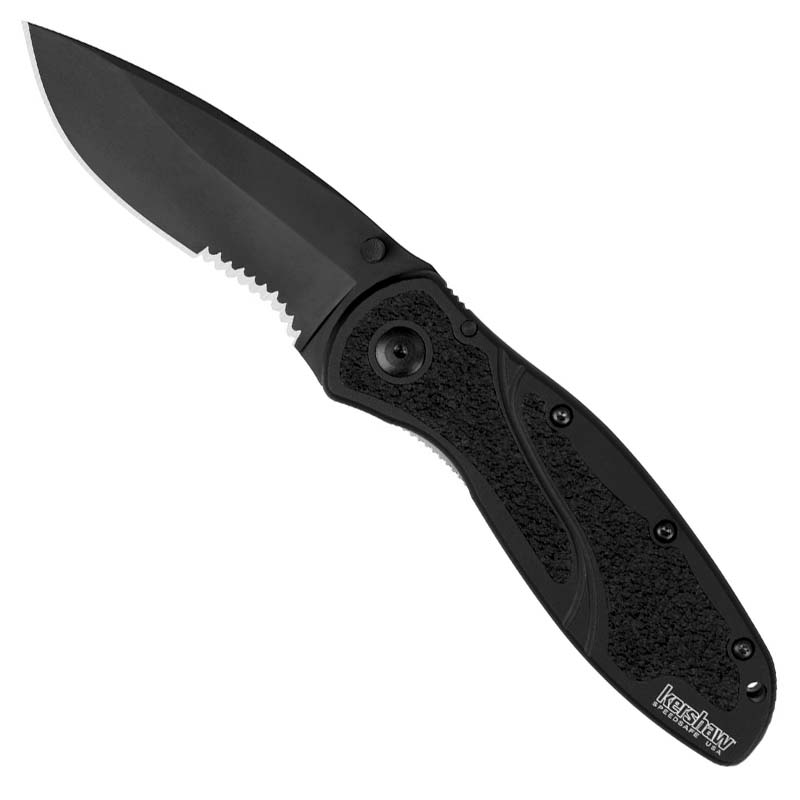 Kershaw Blur Assisted Black Serrated Combo Blade (1670BLKST)-Canada Archery Online
